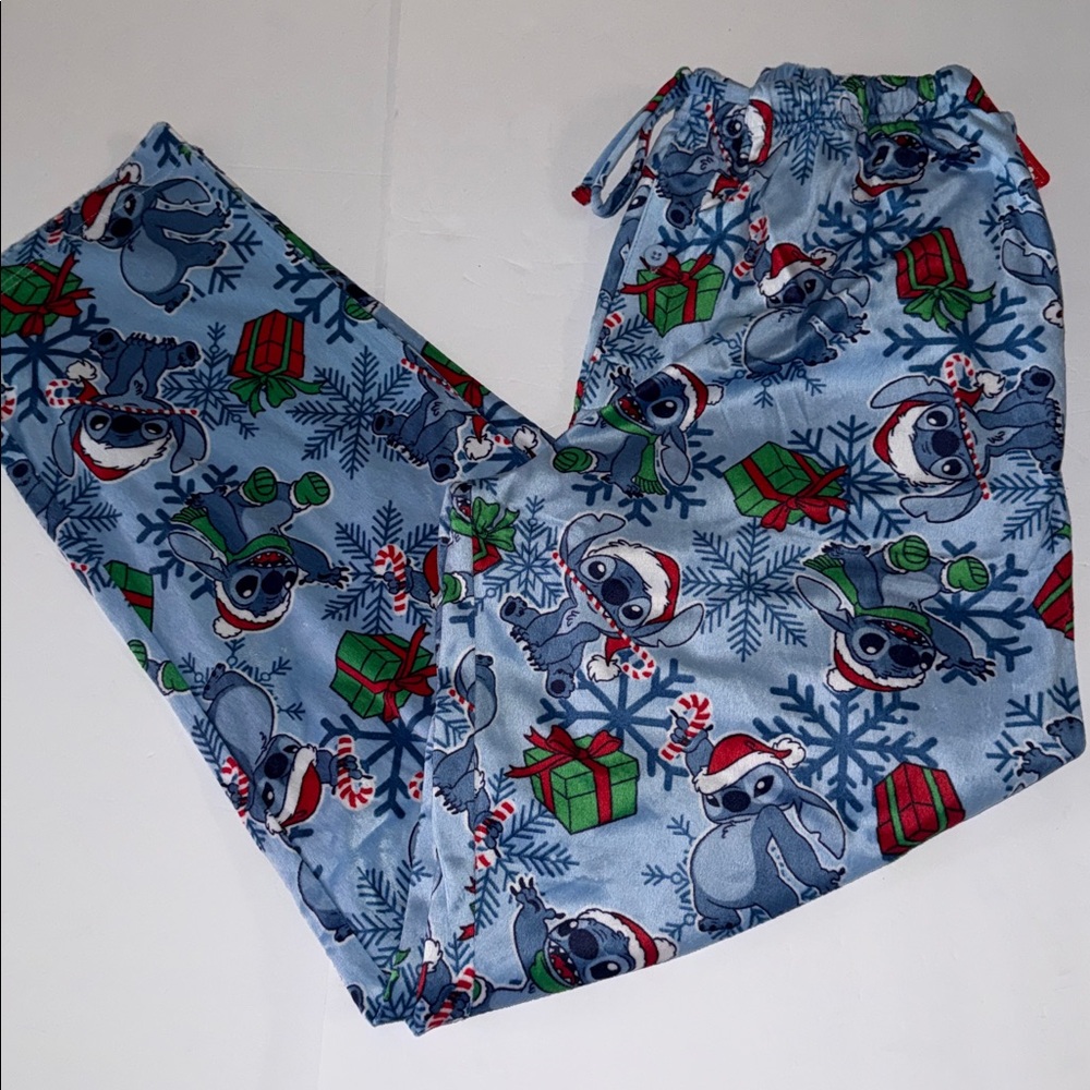 NWT Disney Christmas Minky Fleece Sleep Pajama Pants Stitch Blue Men’s Size M
